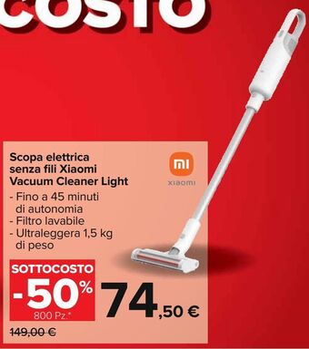 Carrefour Iper Scopa elettrica senza fili xiaomi vacuum cleaner light offerta