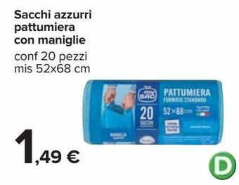 Carrefour Iper Sacchi azzurri pattumiera con maniglie offerta