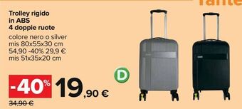 Trolley rigido in abs 4 doppie ruote