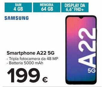 Carrefour Iper Smartphone a22 5g offerta