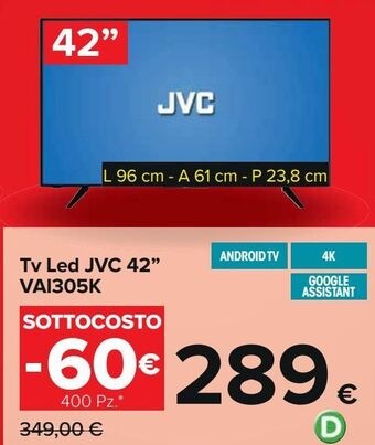 Carrefour Iper Tv led jvc 42'' vai305k offerta