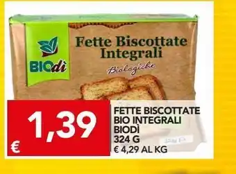 TuoDi Fette biscottate bio integrali biodi 324g offerta