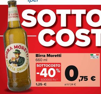 Carrefour Iper Birra moretti offerta