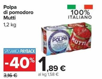 Carrefour Iper Polpa di pomodoro mutti offerta