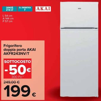 Carrefour Iper Frigorifero doppia porta akai akfr243nv/t offerta