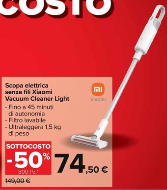 Carrefour Iper Scopa elettrica senza fili xiaomi vacuum cleaner light offerta