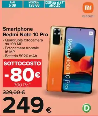 Carrefour Iper Smartphone redmi note 10 pro offerta