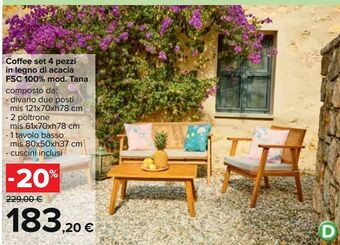 Coffee set 4 pezzi in legno di acacia fsc 100% mod. tana