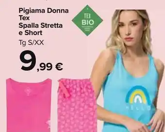 Carrefour Market Pigiama donna tex spalla stretta e short offerta
