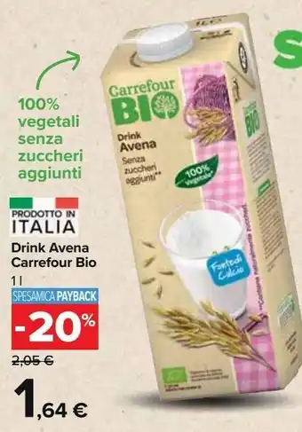 Carrefour Market Drink avena carrefour bio offerta