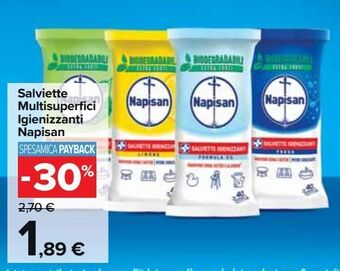 Carrefour Market Salviette multisuperfici igienizzanti napisan offerta