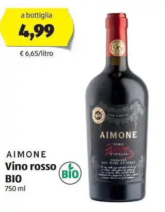 ALDI Vino rosso bio offerta
