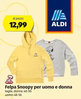 ALDI Felpa snoopy per uomo e donna offerta