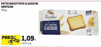 Ipercoop Fette biscottate classiche gentilini offerta