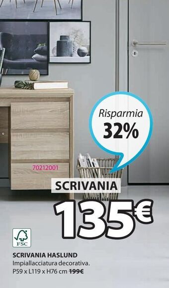 JYSK Scrivania haslund offerta