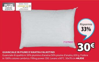 JYSK Guanciale in piume d'anatra falketind offerta