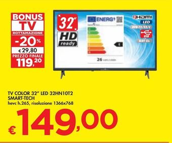 Bennet Tv color 32'' led 32hn10t2 smart-tech offerta