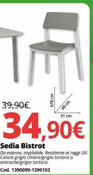 Brico Io Sedia bistrot offerta