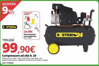 Brico Io Compressore ad olio lt. 24 offerta