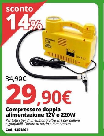 Brico Io Compressore doppia alimentazione 12v e 220w offerta