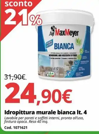 Idropittura murale bianca lt. 4