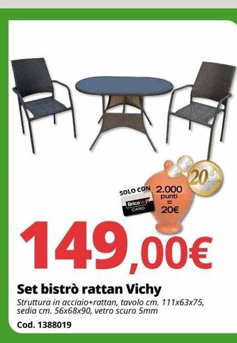 Set bistrò rattan vichy