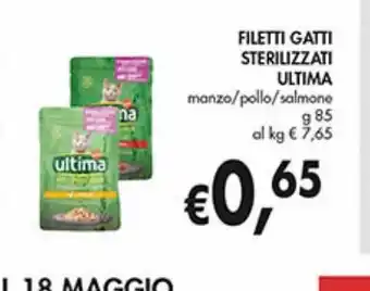 Supermercato Coal Filetti gatti sterilizzati ultima manzo/pollo/salmone g 85 offerta