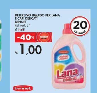 Bennet Detersivo liquido per lana e capi delicati bennet tipi vari l 1 offerta