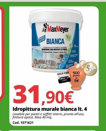 Idropittura murale bianca lt. 4