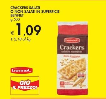 Bennet Crackers salati o non salati in superficie bennet g 500 offerta
