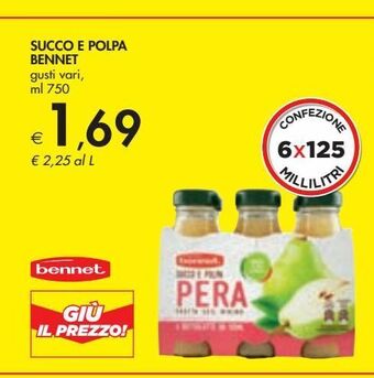 Bennet Succo e polpa bennet gusti vari ml 750 offerta