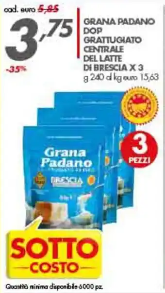 Italmark Grana Padano Dop Grattugiato Centrale del Latte di Brescia x 3 240 g offerta