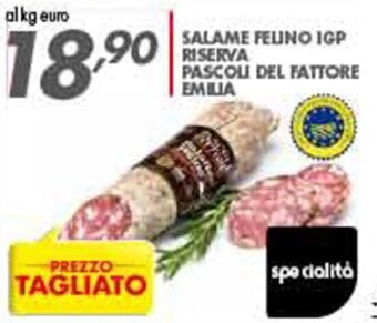 Italmark Salame Felino IGP Riserva Pascoli del fattore Emilia offerta