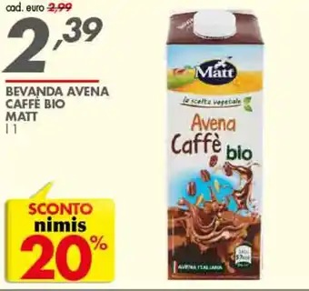 Italmark Matt Avena Caffè Bio Bevanda 1 l offerta