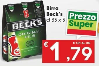 Despar Birra beck's cl 33 x 3 offerta