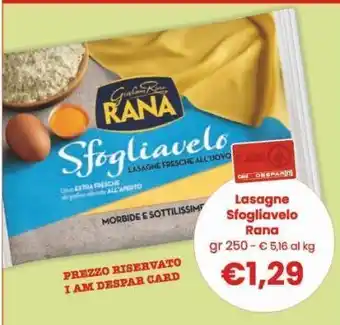 Despar Lasagne sfogliavelo rana gr 250 offerta