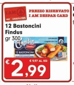 Despar 12 bastoncini findus gr 300 offerta