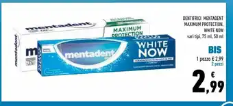 Conad Dentifrici mentadent maximum protection white now offerta