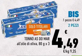 Conad Superstore Tonno in olio d'oliva às do mar 80g x3 - 2 pezzi offerta