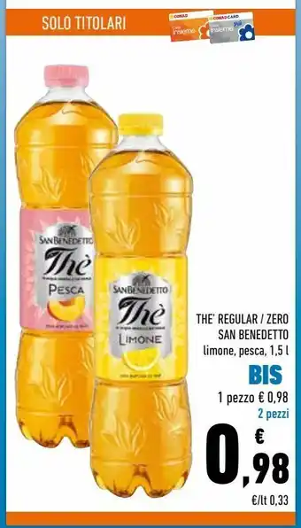 Conad Superstore The regular / zero san benedetto limone, pesca 1.5 l - 2 pezzi offerta