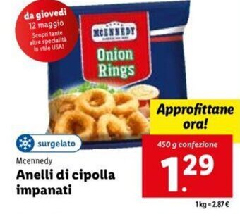 Lidl Mcennedy Anelli di cipolla impanati 450 g offerta