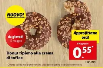 Lidl Donut ripieno alla crema di tofee 69 g offerta