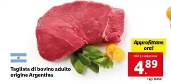 Lidl Tagliata di bovino adulto origine Argentina 200 g offerta