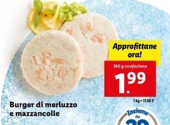 Lidl Burger di merluzzo e mazzancolle 180 g offerta