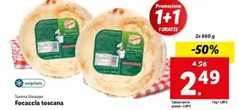 Lidl Taverna Giuseppe Focaccia toscana 2x 660 g offerta