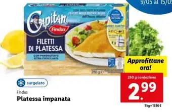 Lidl Findus Platessa impanata 250 g offerta