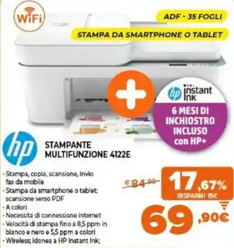 Expert hp Stampante Multifunzione 4122E offerta