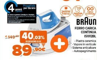 Expert Braun Ferro Carica Continua IS1012BL offerta