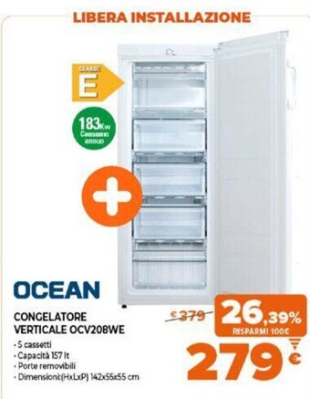 Expert Ocean Congelatore Verticale OCV208WE offerta