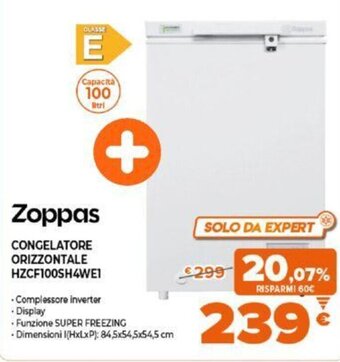 Expert Zoppas Congelatore Orizzontale HZCF100SH4WE1 offerta